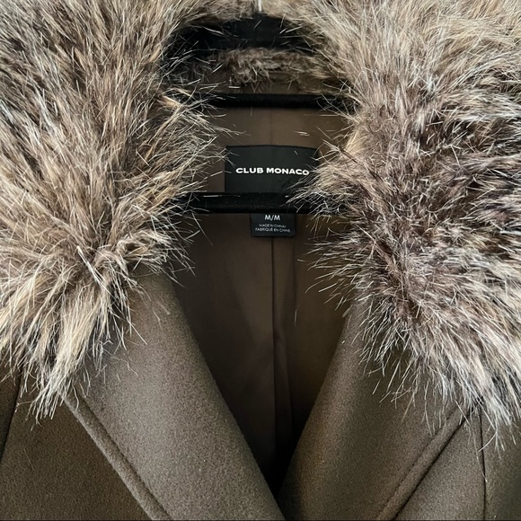 Club Monaco 80% Wool Olive Green Peacoat - Picture 2 of 8